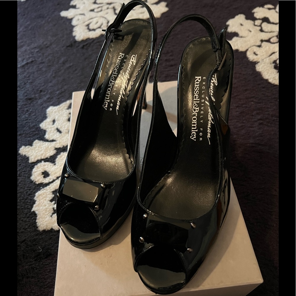 Beverly Feldman Black Patent Heels, Size 9